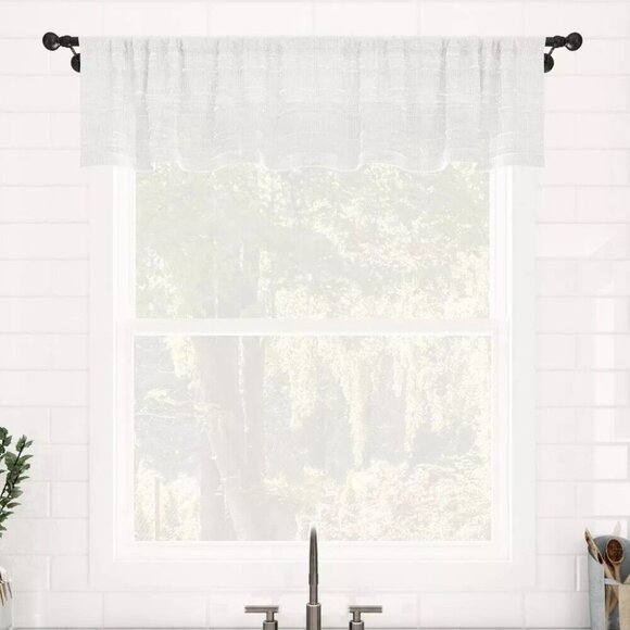 Clean Window Textured Slub Striped Linen Blend Single Window Valance 52" x 14" - Picture 1 of 7